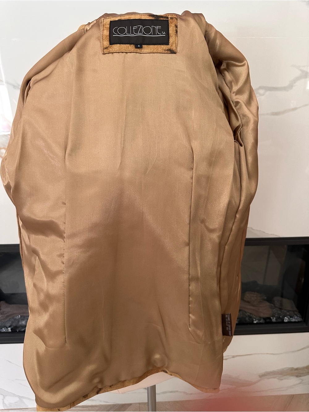 Collezione Tan Spotted Suede Leather Coat Size 4 - Picture 9 of 10